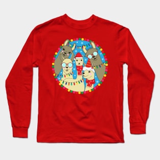 Cute Christmas Llamas Long Sleeve T-Shirt